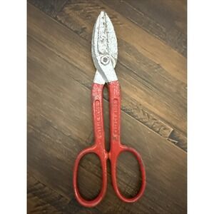 Wiss A-11 Drop Forged Tin Snips Metal Shears 10" Made in USA Red Handle Vtg
